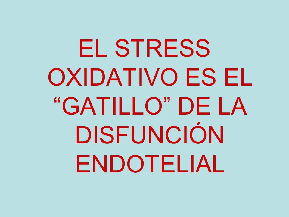 EL STRESS OXIDATIVO ES EL GATILLO DE LA DISFUNCIÓN ENDOTELIAL