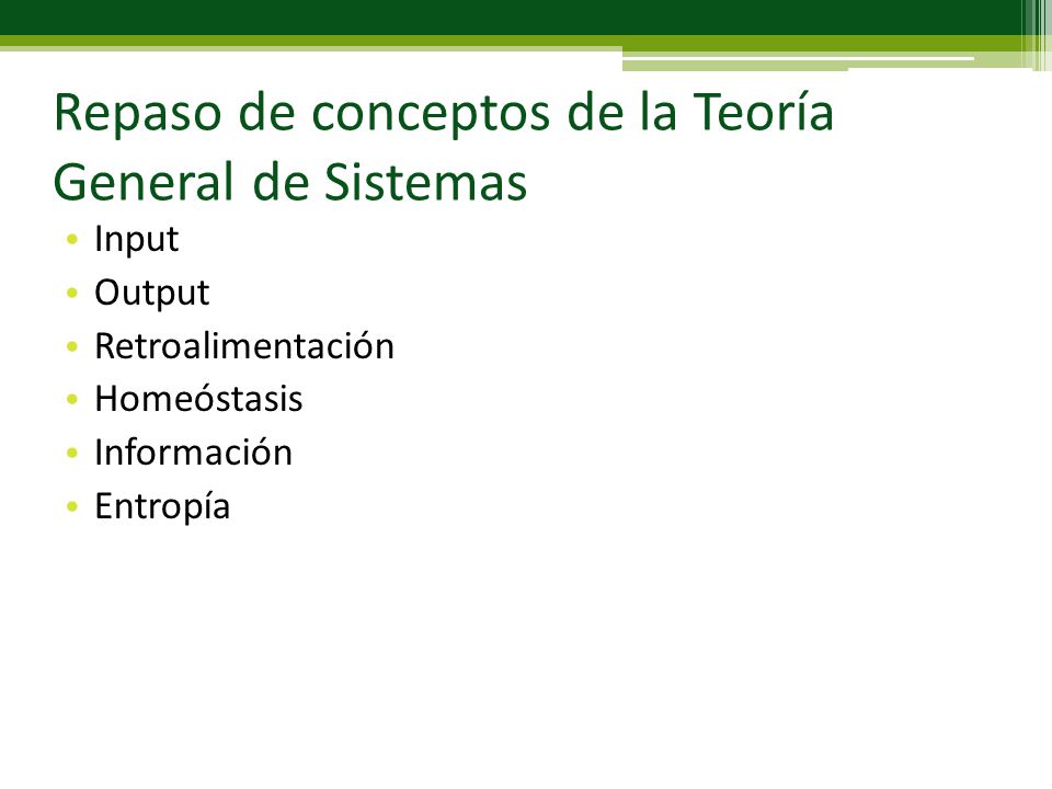 Repaso de conceptos de la Teoría General de Sistemas