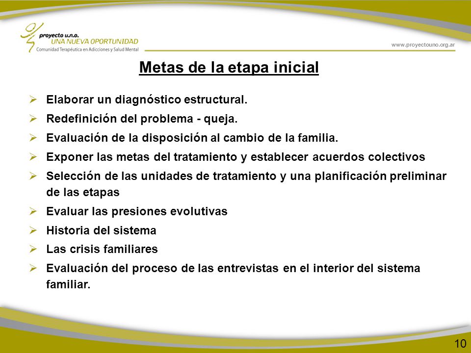 Metas de la etapa inicial