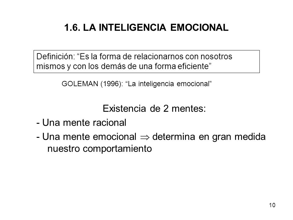 1.6. LA INTELIGENCIA EMOCIONAL