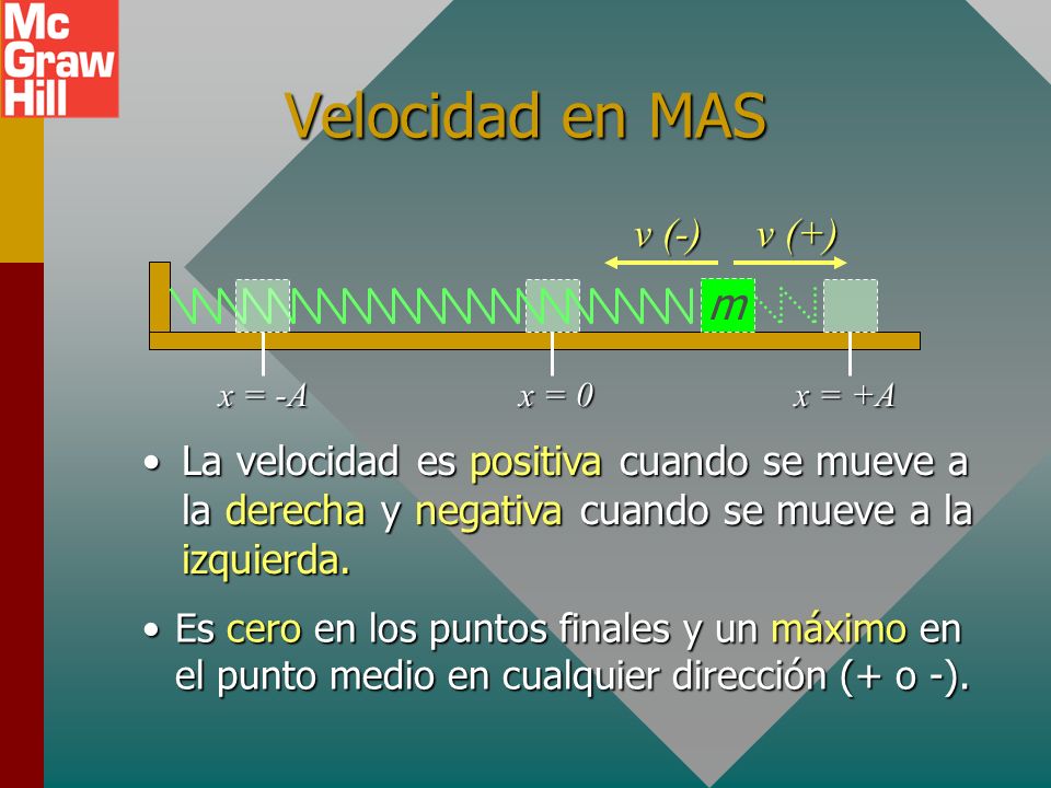 Velocidad en MAS m v (-) v (+)