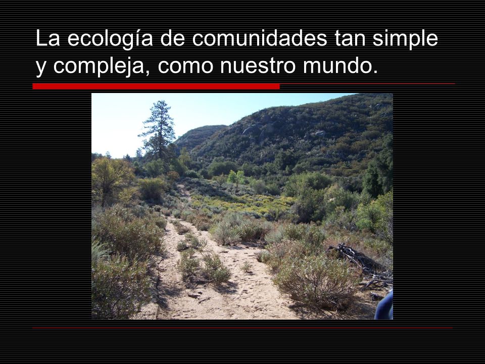 La ecología de comunidades tan simple y compleja, como nuestro mundo.