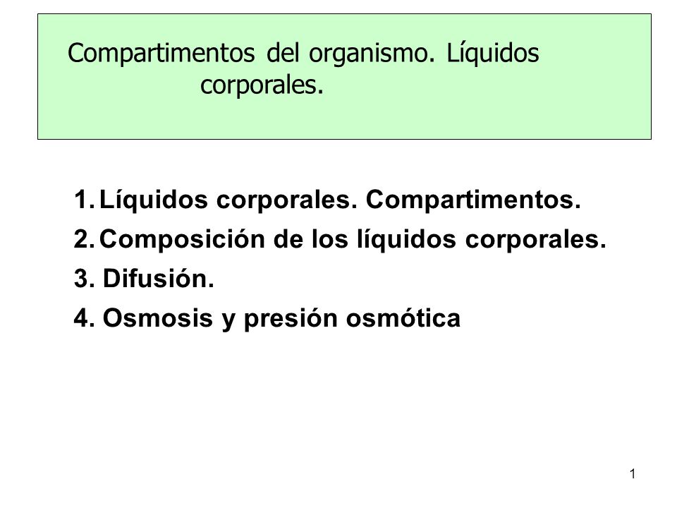 Compartimentos del organismo. Líquidos corporales.