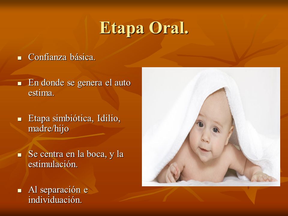 Etapa Oral. Confianza básica. En donde se genera el auto estima.