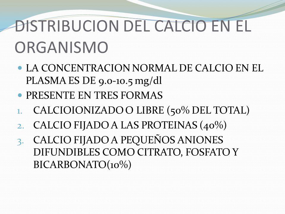 DISTRIBUCION DEL CALCIO EN EL ORGANISMO