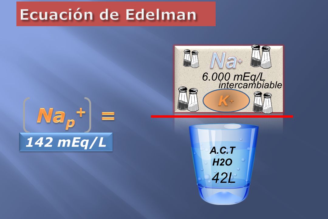 Na+ Nap+ = Ecuación de Edelman K+ 42L 142 mEq/L mEq/L