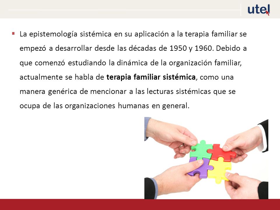 La epistemología sistémica en su aplicación a la terapia familiar se empezó a desarrollar desde las décadas de 1950 y 1960.