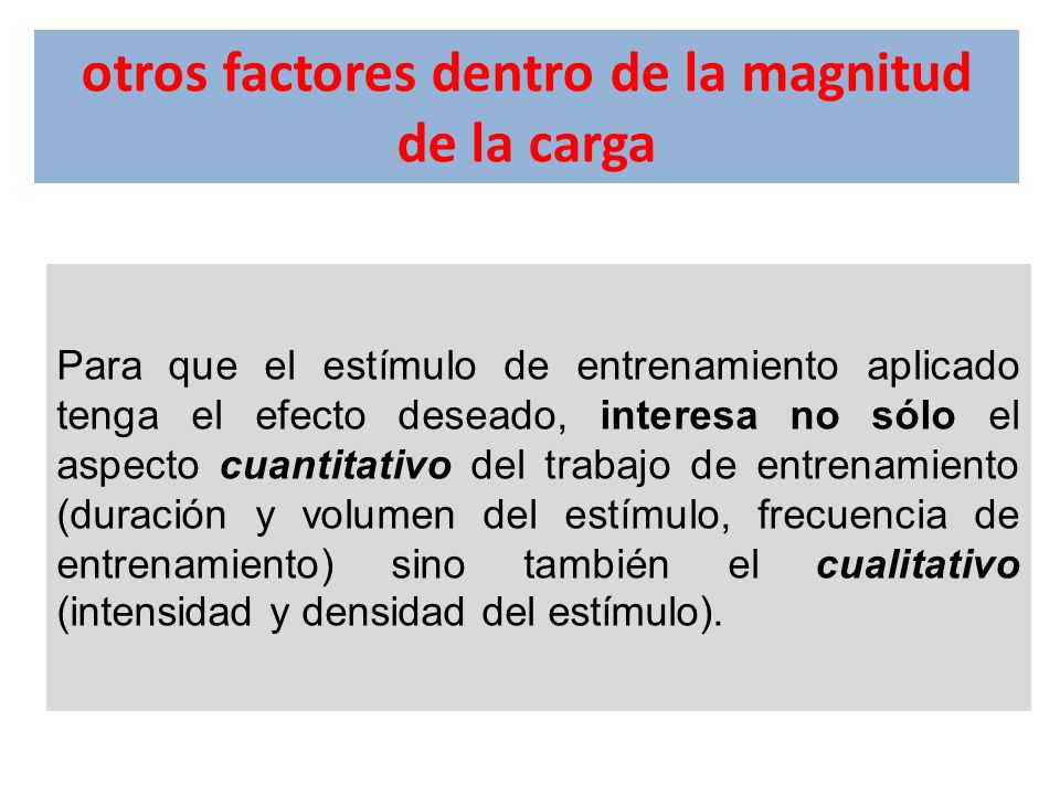 otros factores dentro de la magnitud de la carga