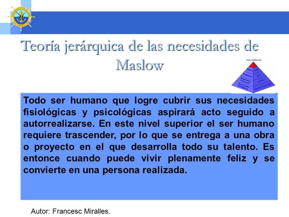 Teoría jerárquica de las necesidades de Maslow
