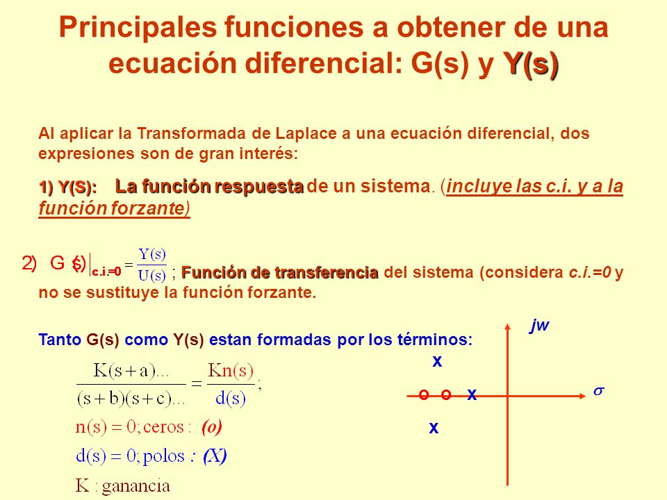 Principales funciones a obtener de una ecuación diferencial: G(s) y Y(s)