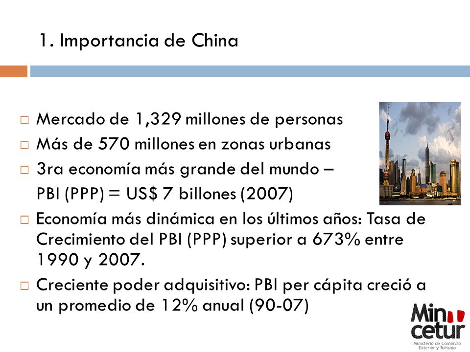 1. Importancia de China Mercado de 1,329 millones de personas