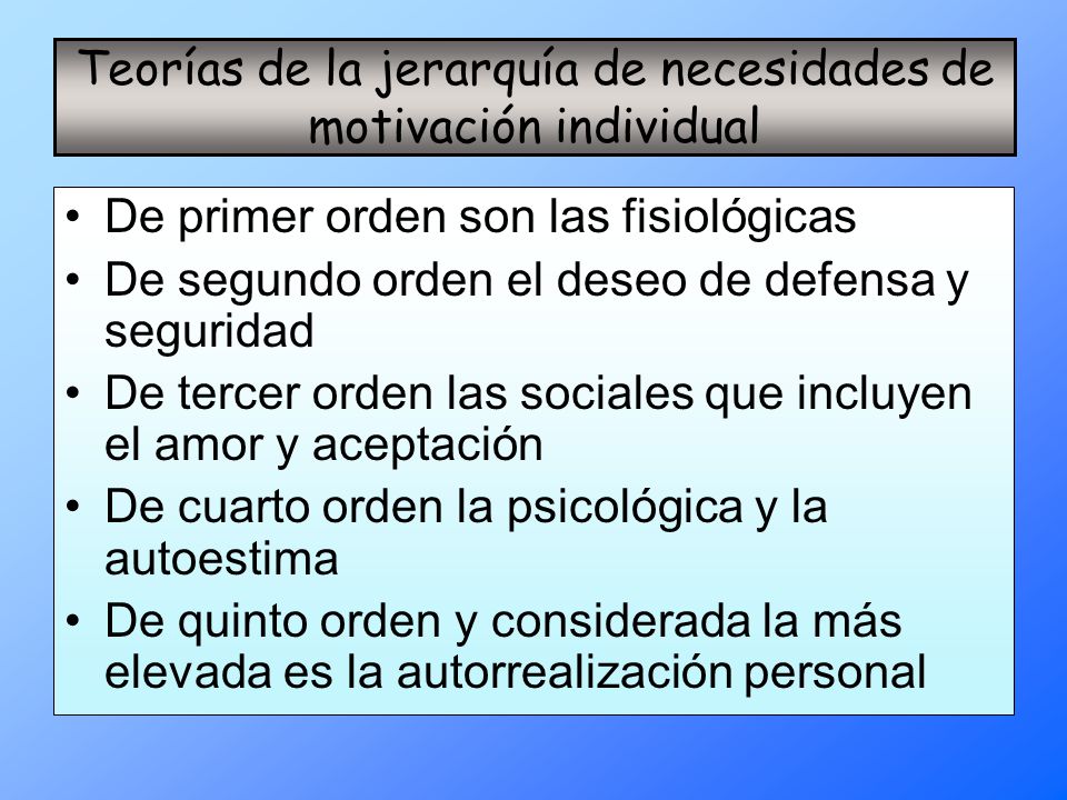 Teorías de la jerarquía de necesidades de motivación individual