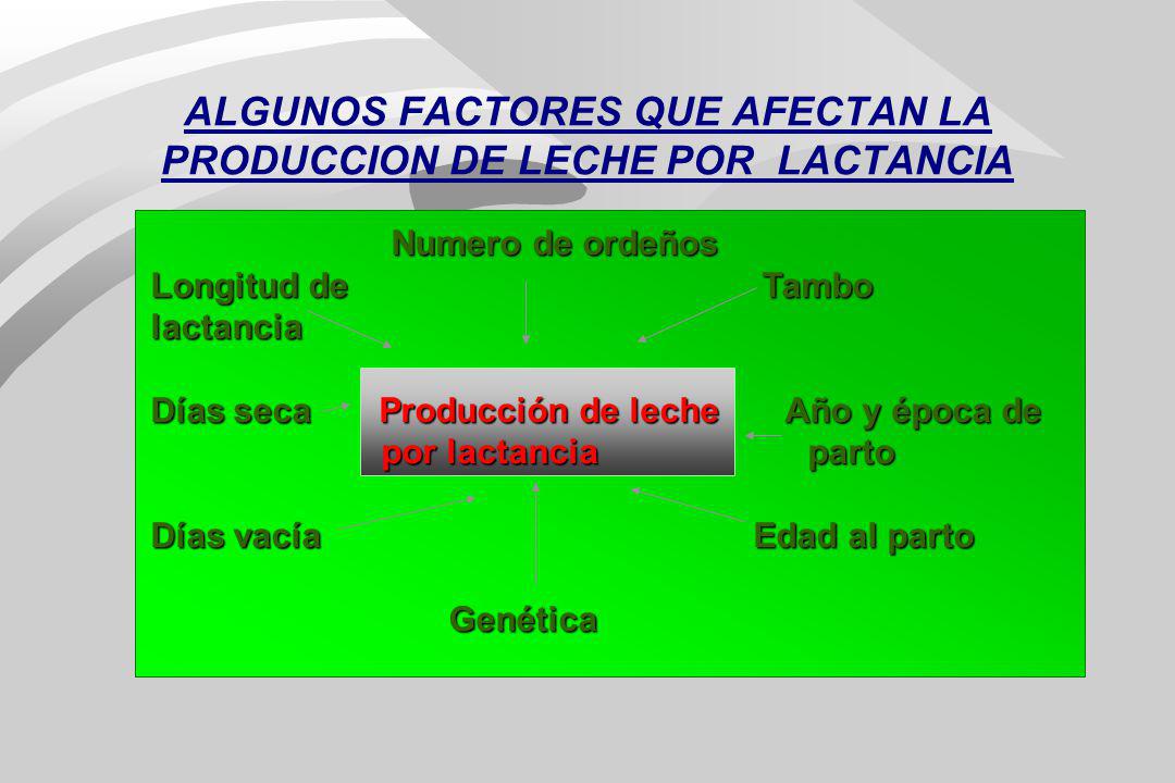 ALGUNOS FACTORES QUE AFECTAN LA PRODUCCION DE LECHE POR LACTANCIA