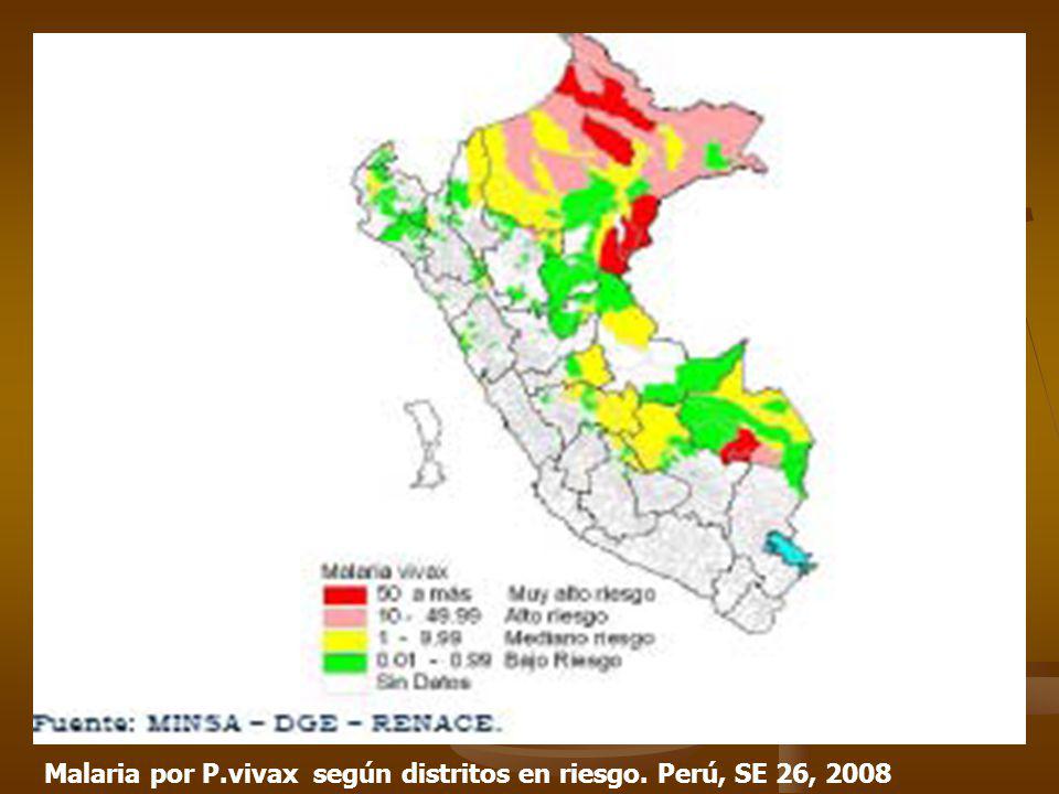 Malaria por P.vivax según distritos en riesgo. Perú, SE 26, 2008