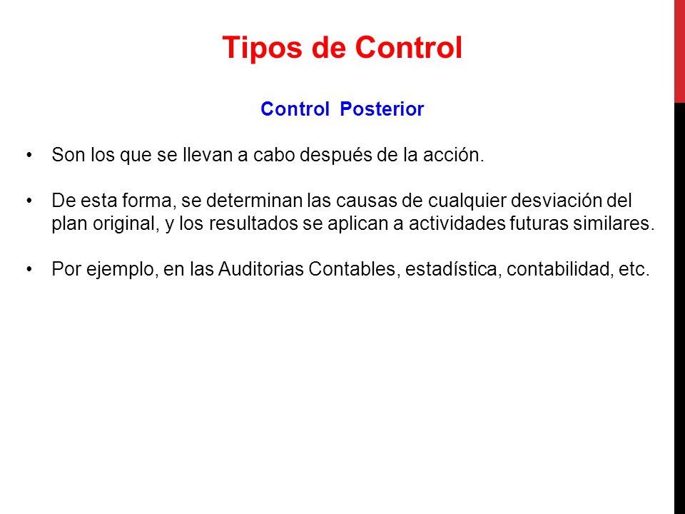 Tipos de Control Control Posterior