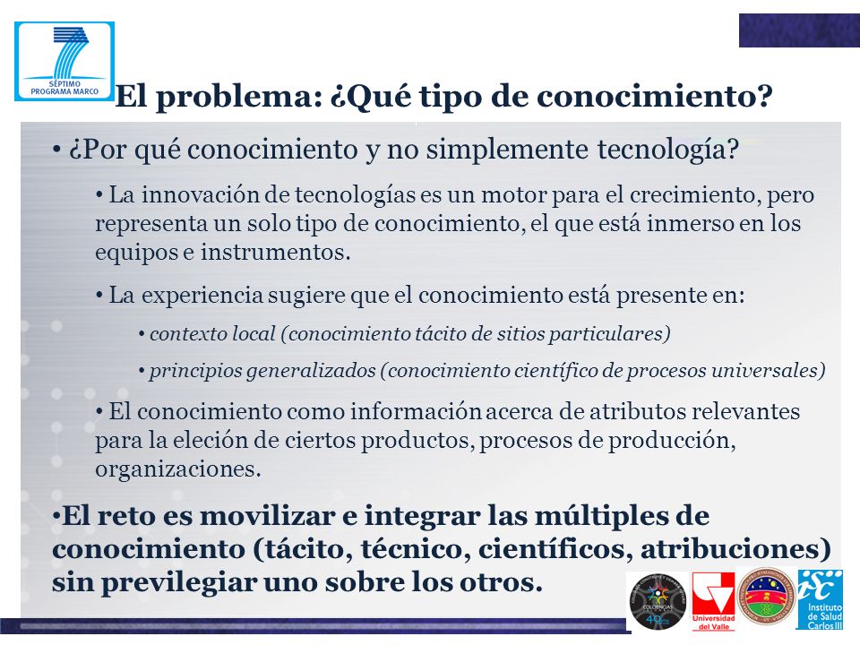El problema: ¿Qué tipo de conocimiento