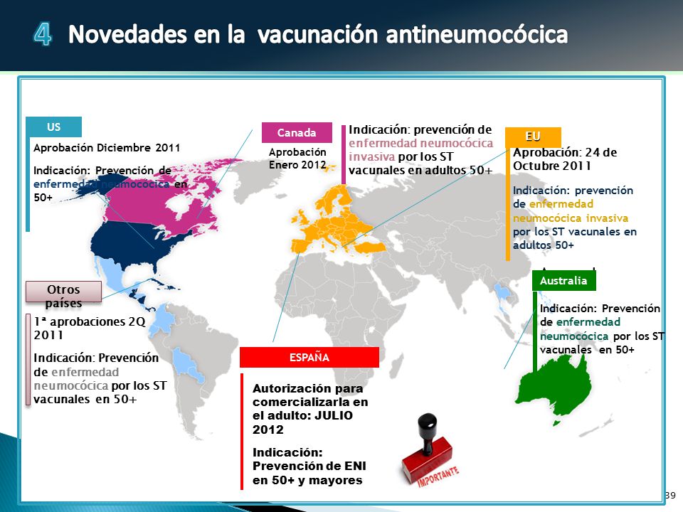 US Canada. Indicación: prevención de enfermedad neumocócica invasiva por los ST vacunales en adultos 50+