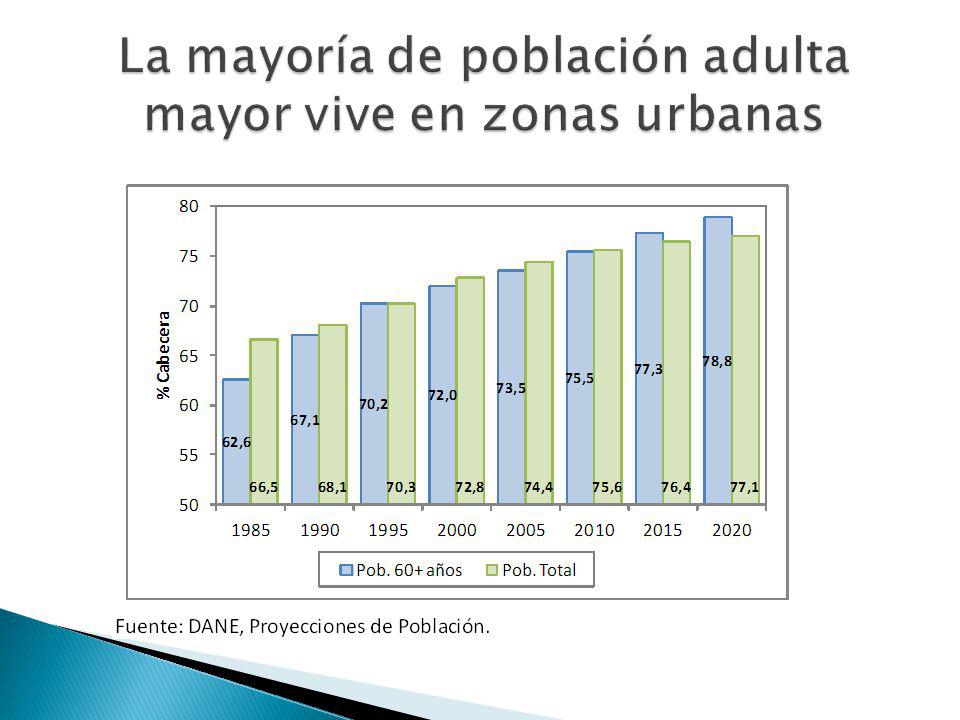 La mayoría de población adulta mayor vive en zonas urbanas