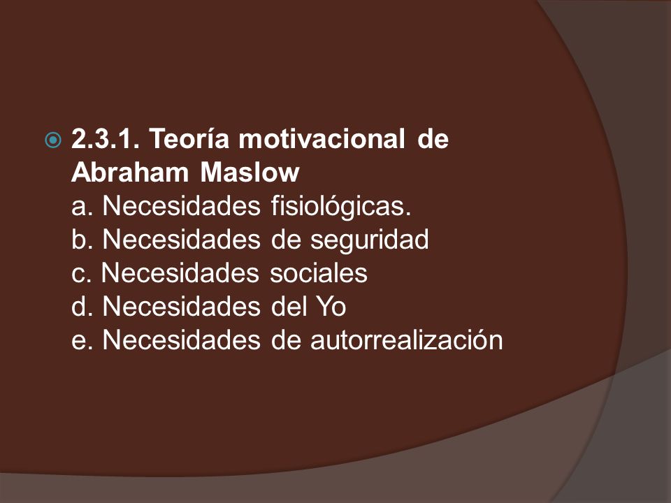 Teoría motivacional de Abraham Maslow a