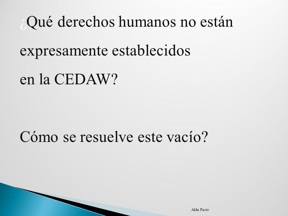 ¿Qué derechos humanos no están expresamente establecidos en la CEDAW