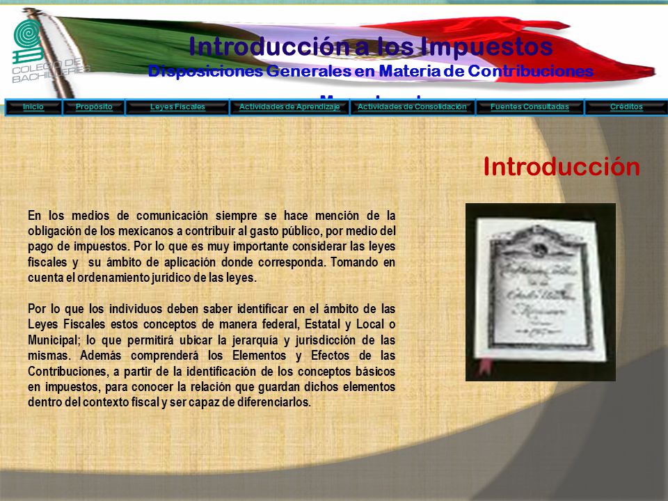 Introducción a los Impuestos Disposiciones Generales en Materia de Contribuciones