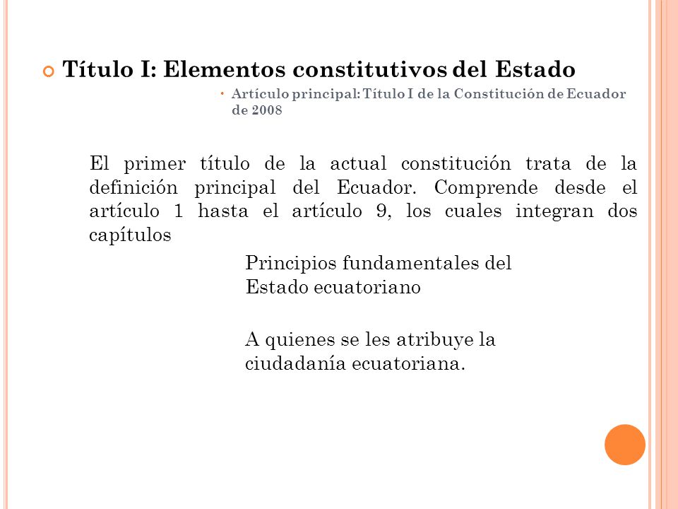 Título I: Elementos constitutivos del Estado