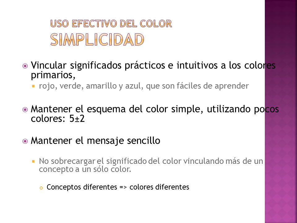 Uso efectivo del color Simplicidad