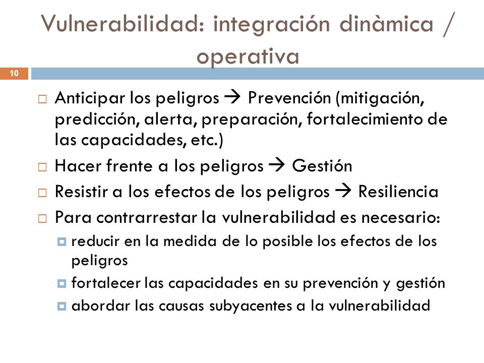 Vulnerabilidad: integración dinàmica / operativa