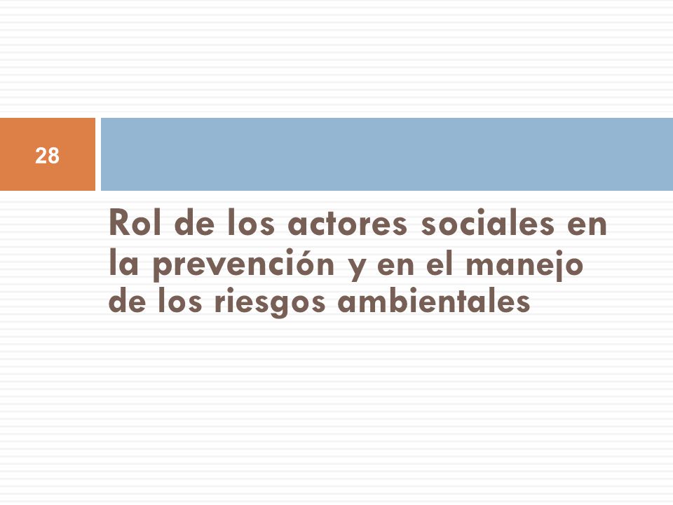 Rol de los actores sociales en la prevención y en el manejo de los riesgos ambientales