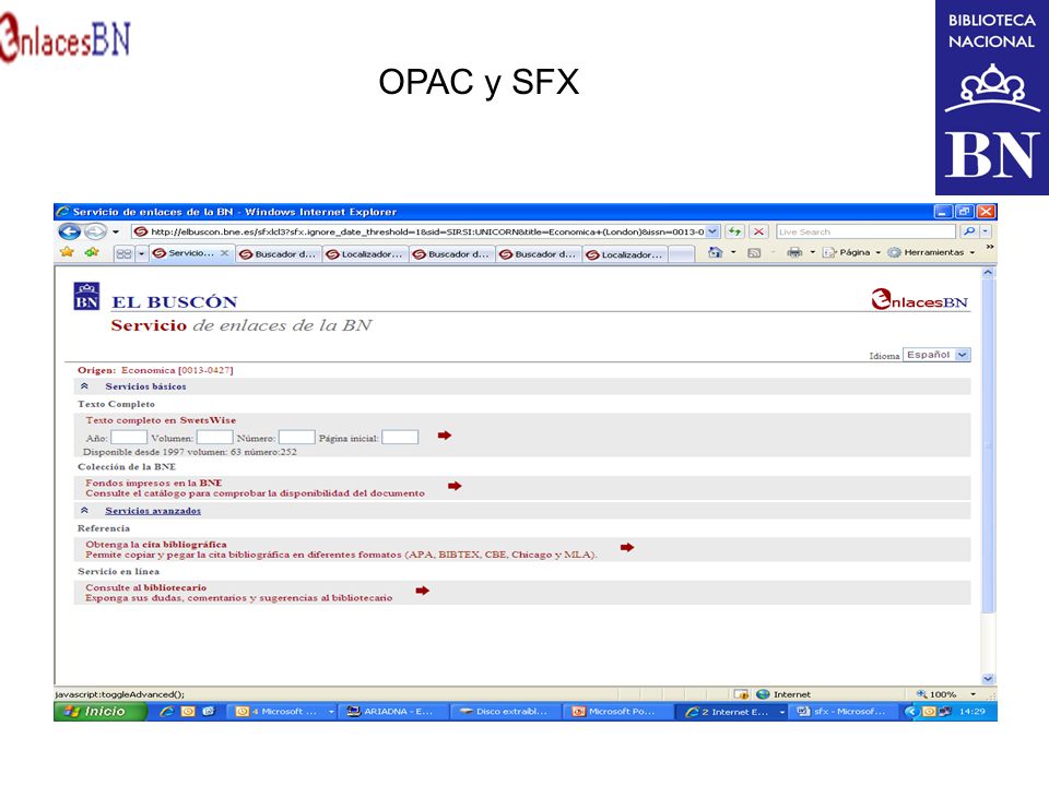 OPAC y SFX