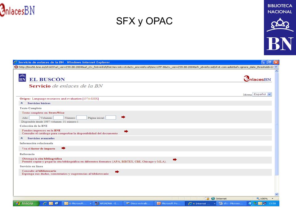 SFX y OPAC
