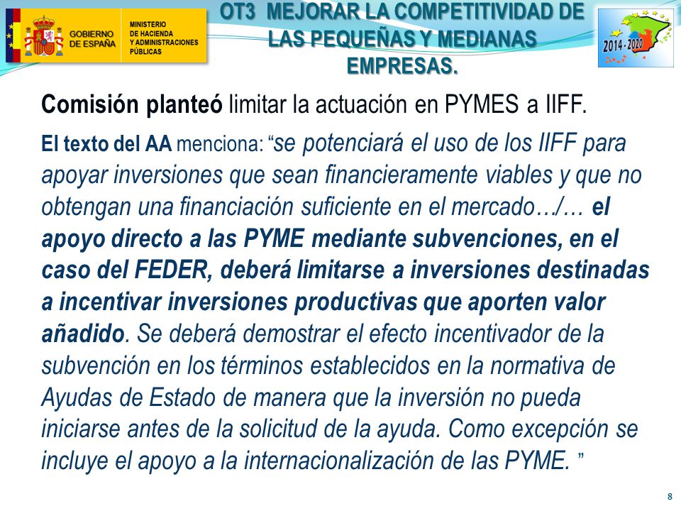 OT3 MEJORAR LA COMPETITIVIDAD DE LAS PEQUEÑAS Y MEDIANAS EMPRESAS.