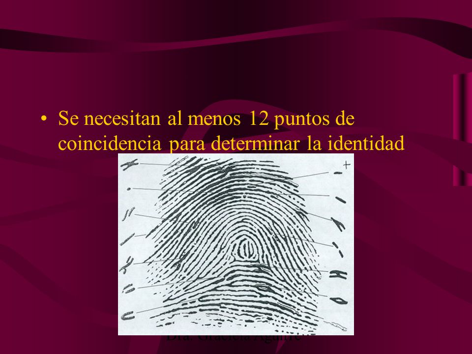 Se necesitan al menos 12 puntos de coincidencia para determinar la identidad