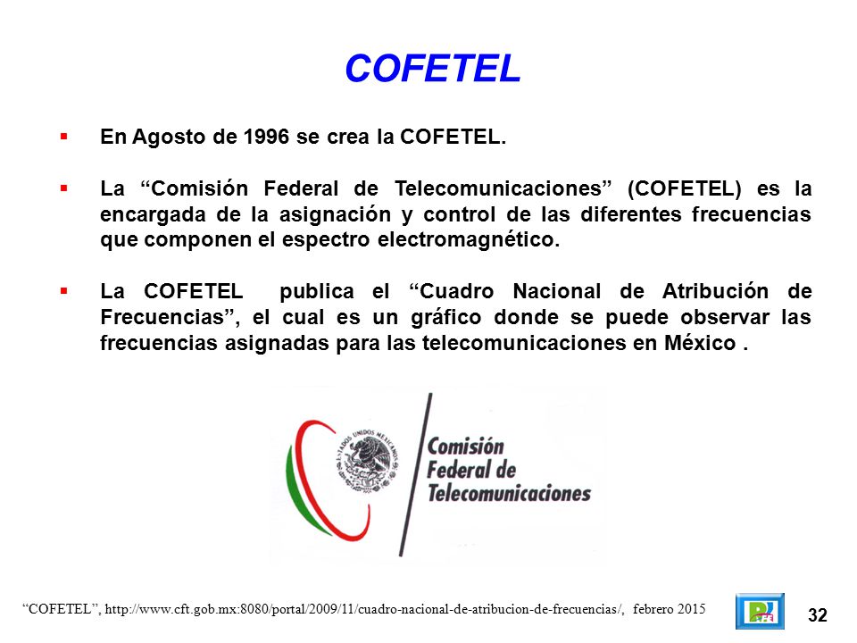COFETEL En Agosto de 1996 se crea la COFETEL.