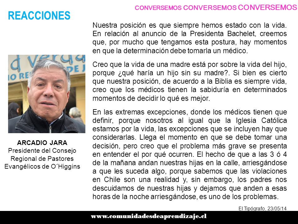 Presidente del Consejo Regional de Pastores Evangélicos de O´Higgins