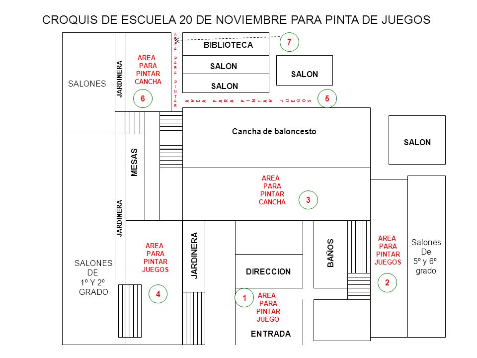 CROQUIS DE ESCUELA 20 DE NOVIEMBRE PARA PINTA DE JUEGOS