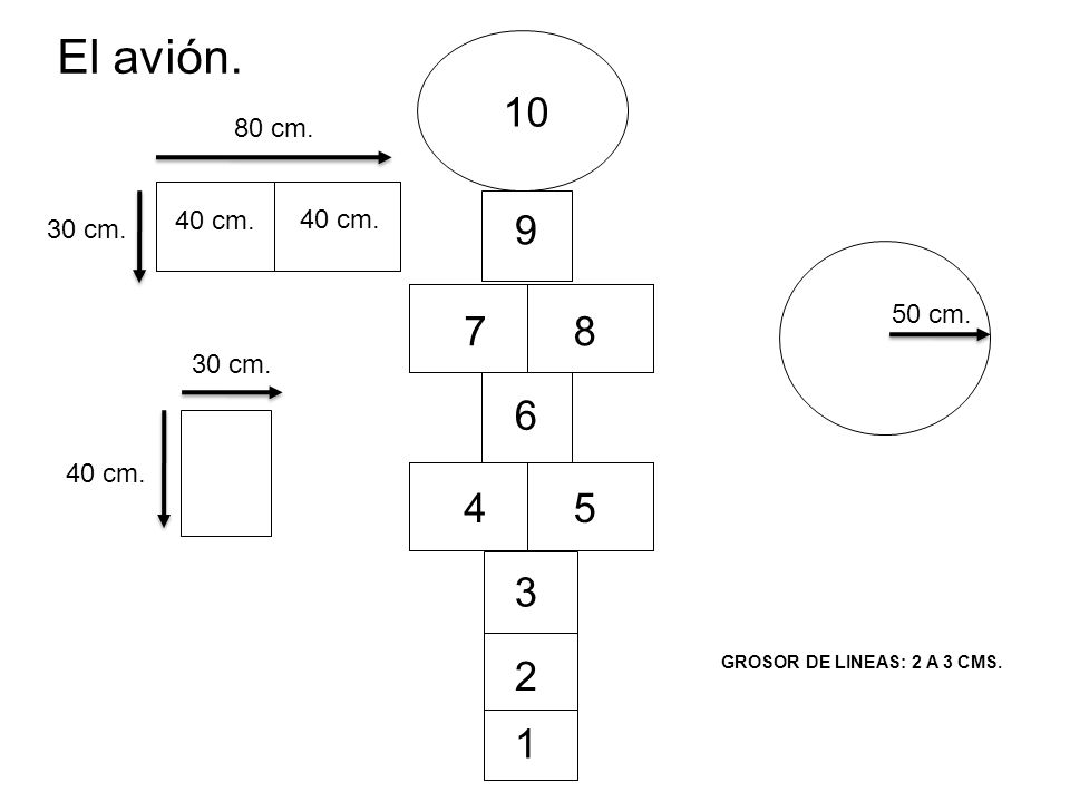El avión cm. 40 cm. 40 cm cm. 50 cm cm cm