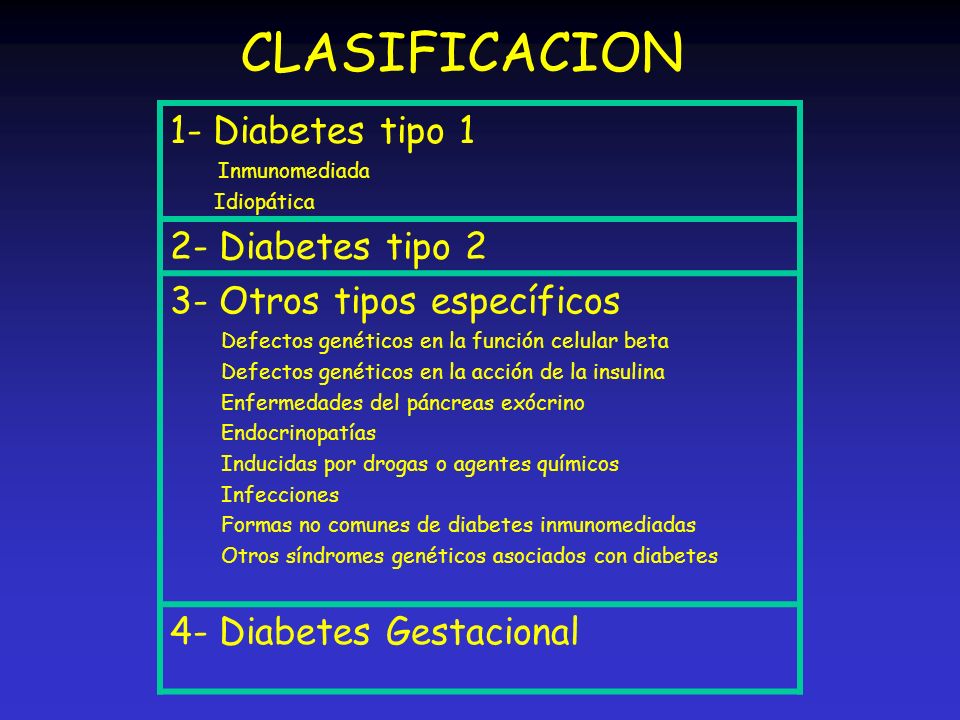 CLASIFICACION 1- Diabetes tipo 1 2- Diabetes tipo 2