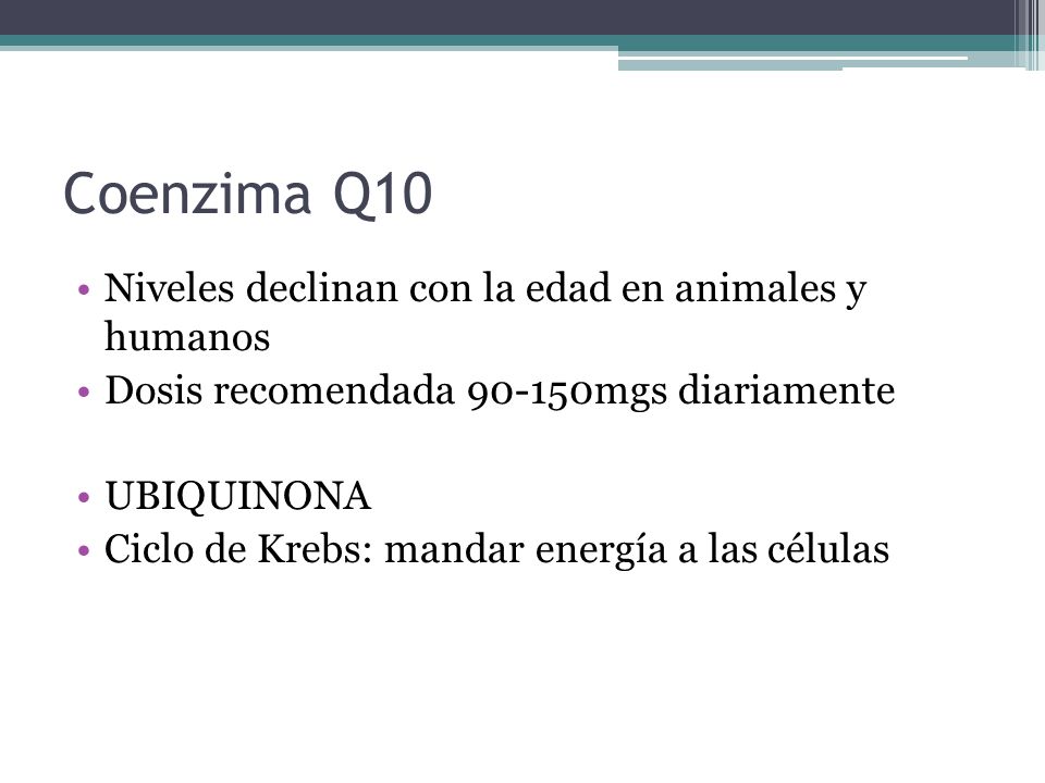 Coenzima Q10 Niveles declinan con la edad en animales y humanos