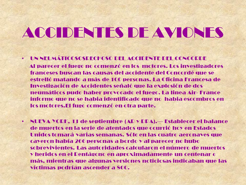 ACCIDENTES DE AVIONES UN NEUMÁTICOSOSPECHOSO DEL ACCIDENTE DEL CONCORDE.