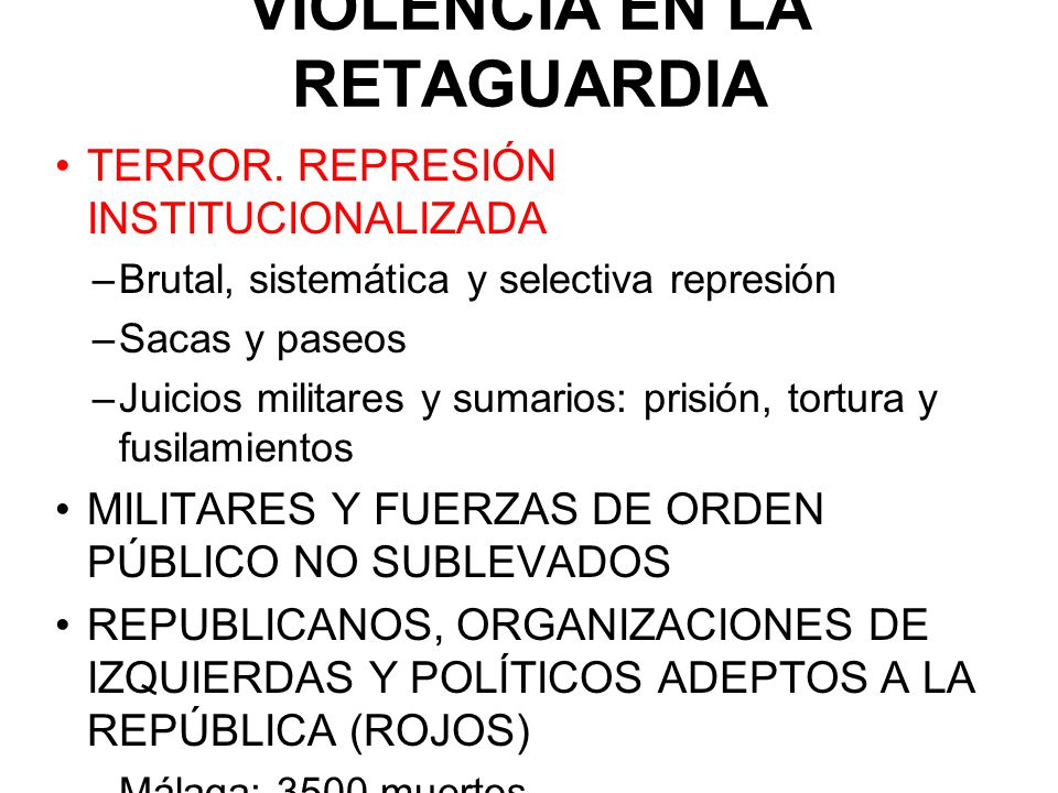 VIOLENCIA EN LA RETAGUARDIA