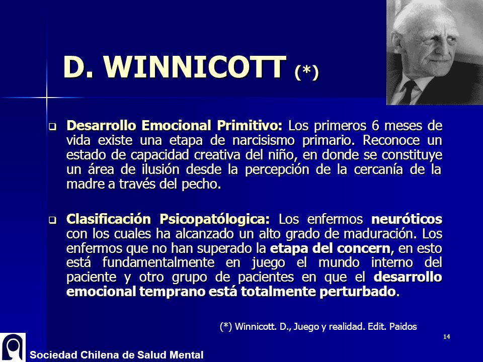 Dr. Raúl Riquelme Véjar Función Materna, sus Déficit y Consecuancias en Patologías Psiquiátricas. D. WINNICOTT (*)