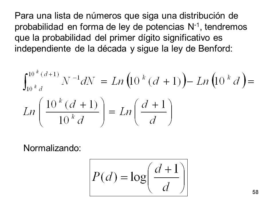 Para una lista de números que siga una distribución de