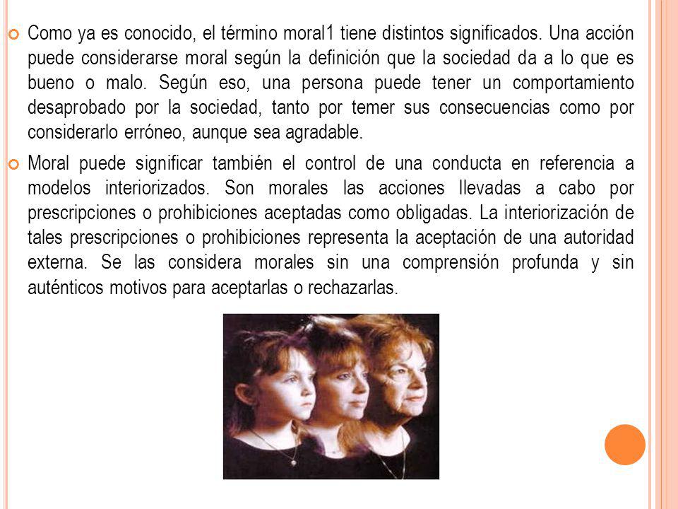 Como ya es conocido, el término moral1 tiene distintos significados
