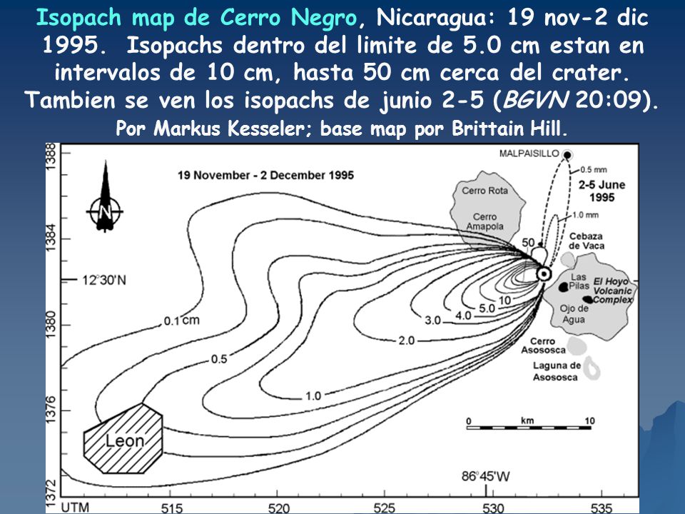 Isopach map de Cerro Negro, Nicaragua: 19 nov-2 dic 1995