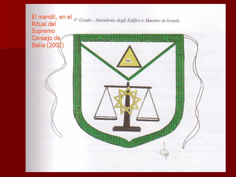 El mandil, en el Ritual del Supremo Consejo de Italia (2002)