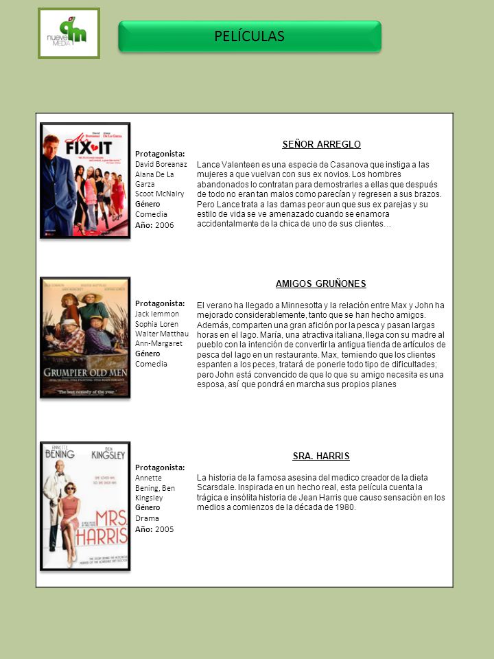 PELÍCULAS SEÑOR ARREGLO AMIGOS GRUÑONES Protagonista: Comedia