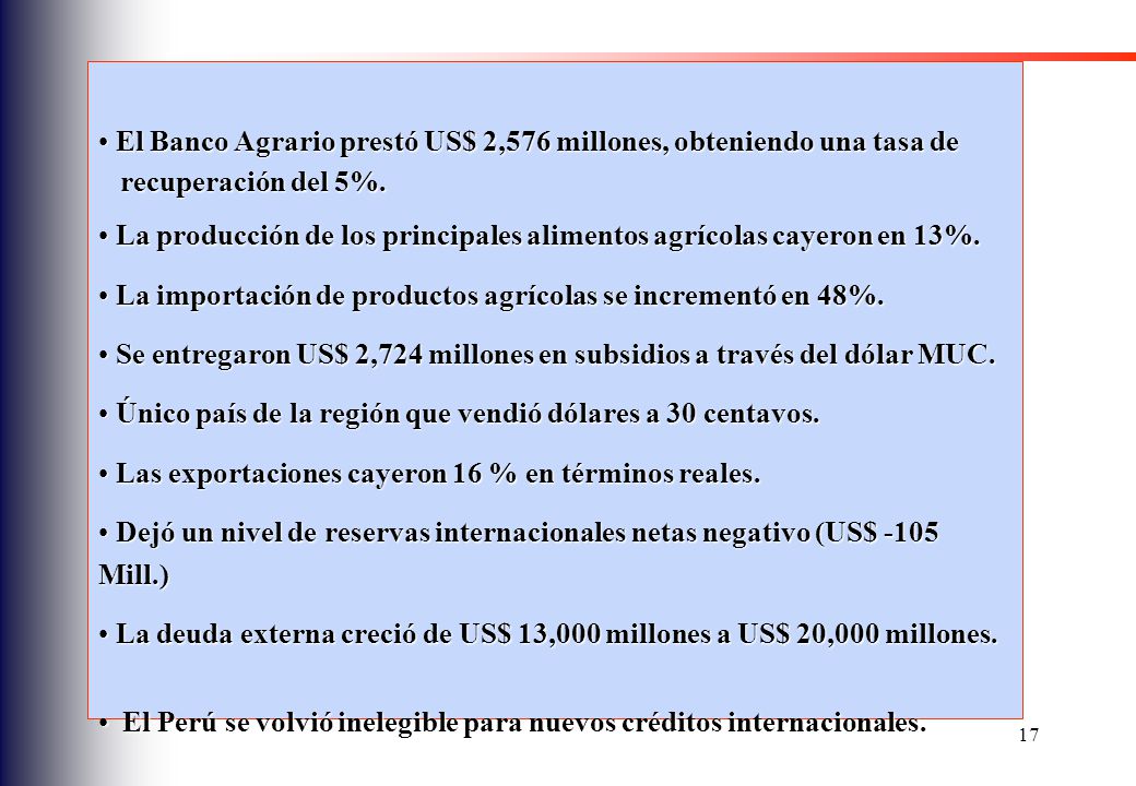 El Banco Agrario prestó US$ 2,576 millones, obteniendo una tasa de