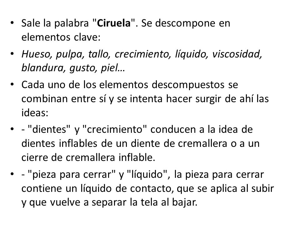 Sale la palabra Ciruela . Se descompone en elementos clave: