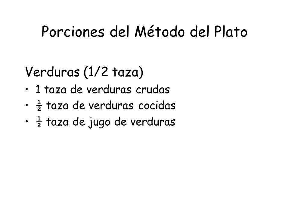 Porciones del Método del Plato